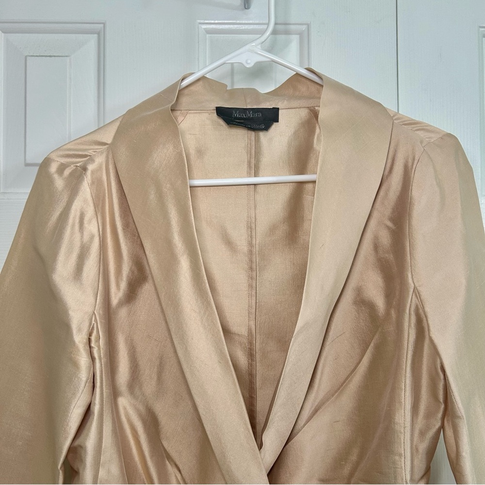 MaxMara 100% Silk Wrap Portrait Collar V-Neck Formal Party Top Size 8 - Picture 2 of 16